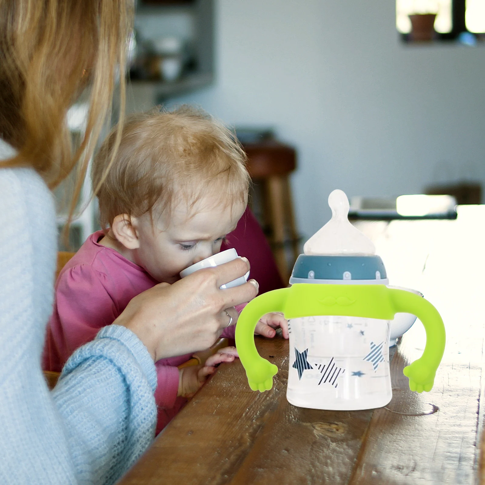 

2 pcs Silicone Baby Bottle Handle Infant Feeding Milk Bottles Toddler Comfort Easy Install Universal