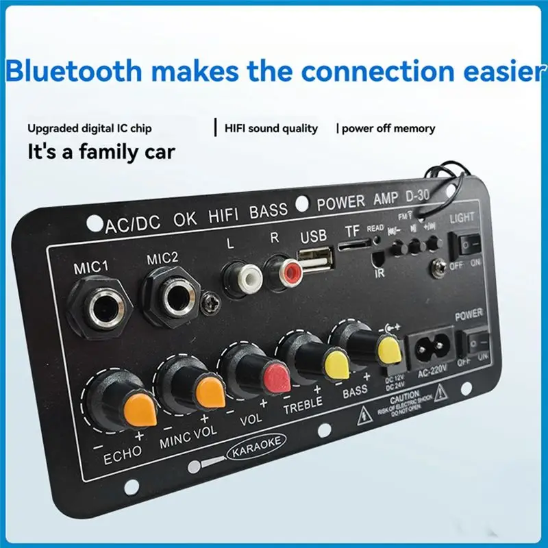 Y47A Bluetooth Amplifier Board D30, 30W Digital Stereo Audio for Amp Module with FM Radio, for Car/Karaoke/Home Speaker view 5