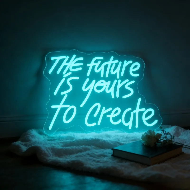 

The Future Is Yours To Create Neon Sign LED Night Light USB Motivational Aesthetic Decor Lamp for Bedroom Living Room Gifts