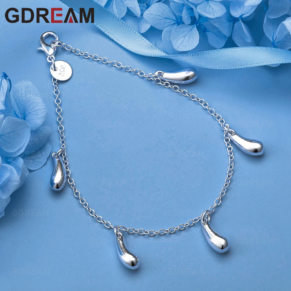 

GDREAM 925 Sterling Silver Water Drop Bracelet Exquisite Unique Fashion Women'S Gift Jewelry