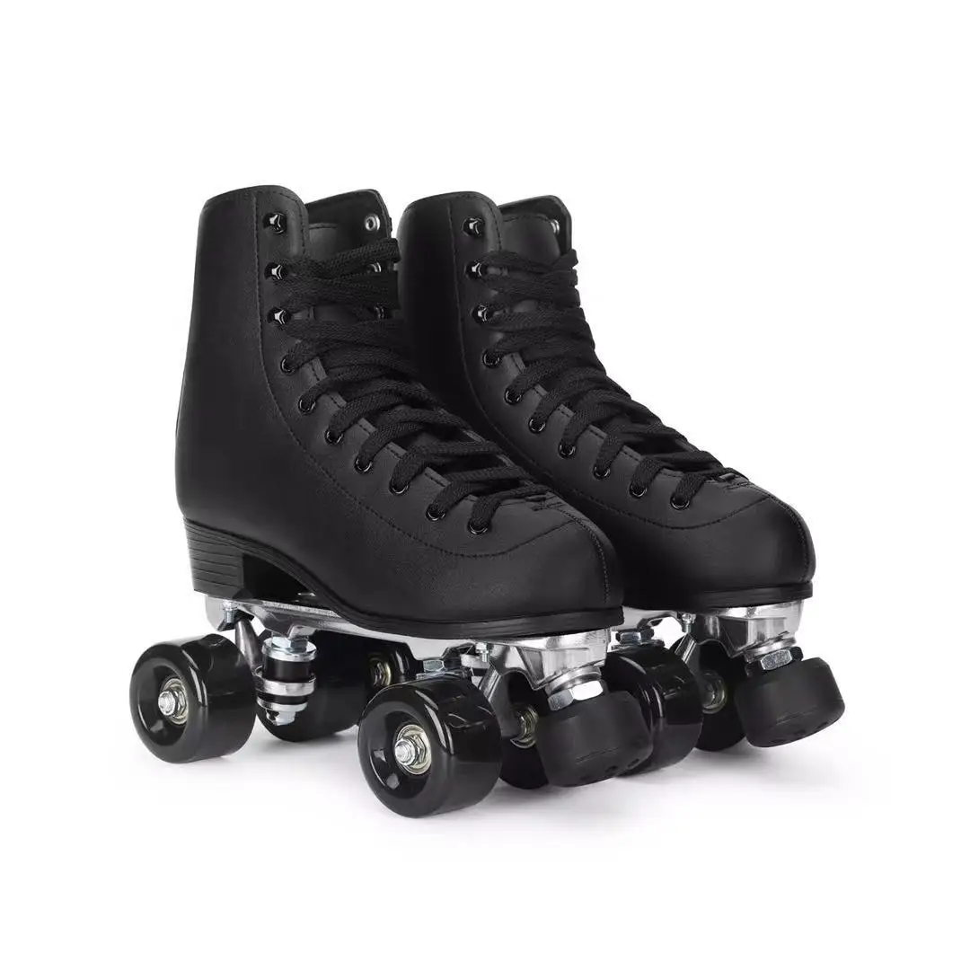 

Size 35-46 2 Colors PVC Roller Skates Double Row Shoes Patins Adult Aluminum Alloy Base Sliding Quad Skating Sneakers 4 Wheels