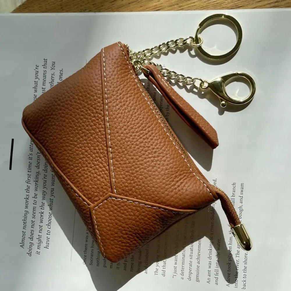 Gift Fashion Women's Coin Wallet Cowhide Leather Portable Leather Mini Wallet Compact Multi-Cards Slot Mini Keychain Bag Women