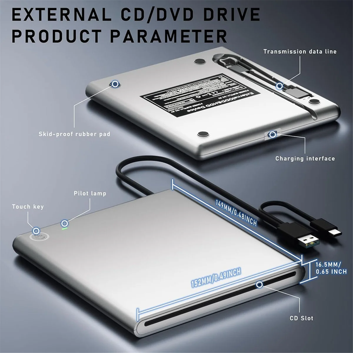 

【Price-Drop】{External DVD Drive for PC - Slot-in USB-C Super Drive CD/DVD Burner Plug & Play Optical Drive