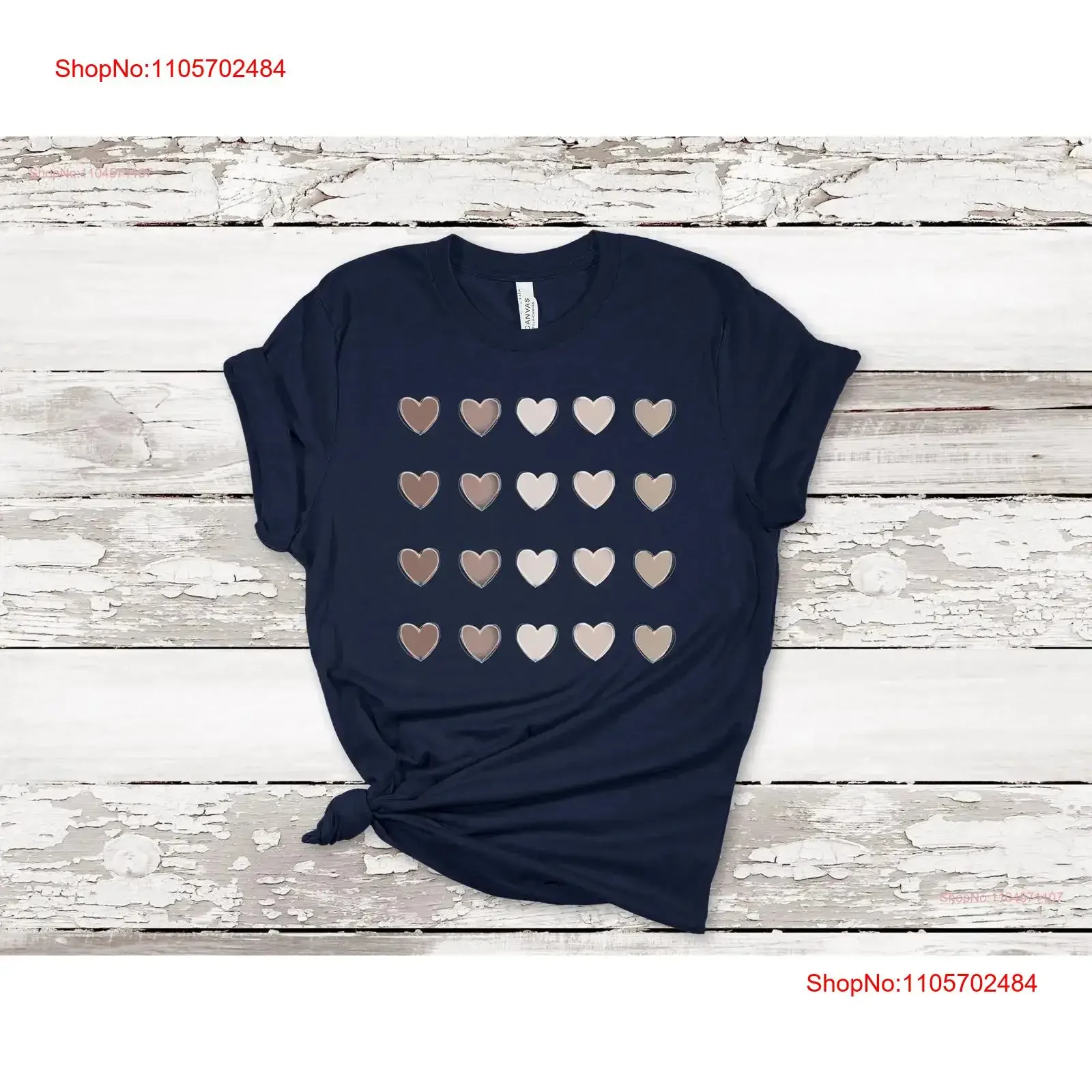 T-shirt Unity Heart Tones de peau avec cœurs pour elle et lui, thème Mois de l'Histoire des Noirs, tons bruns, vintage, délavé, graphique doux, homme, polyvalent