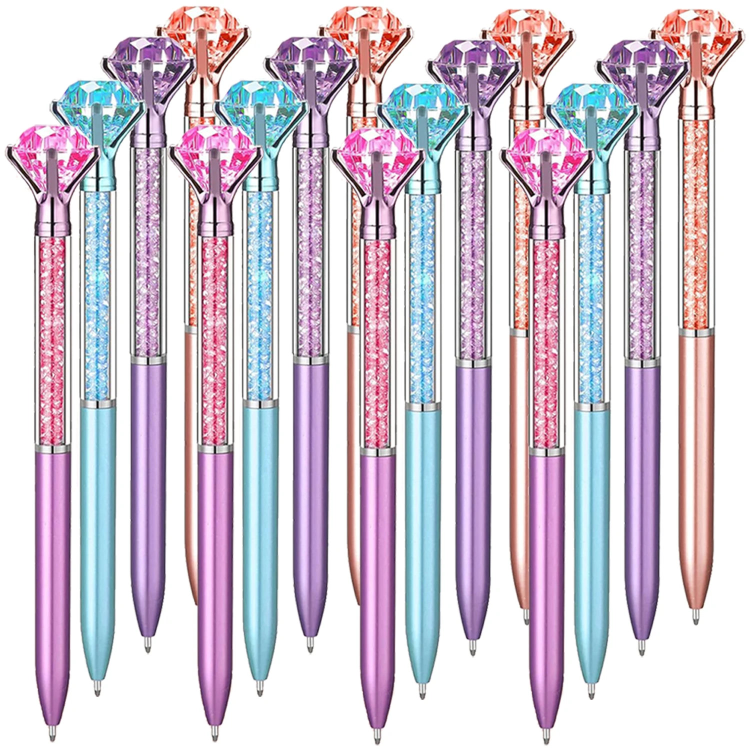 

60Pcs Big Crystal Diamond Pens Bling Ballpoint Pen Office Supplies Gift Pens for Christmas