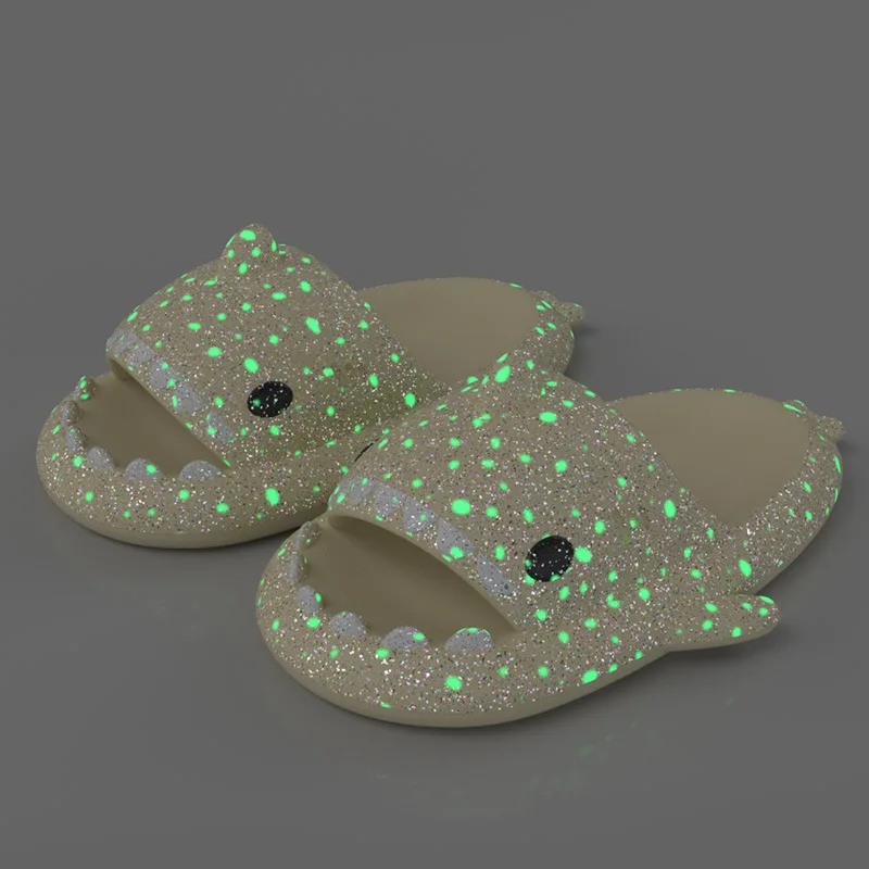 Luminous Cartoon Shark Head Slippers Summer Couple Thick Bottom Anti-Slip Home Slippers Fashion Outdoor Comfortable Sandals