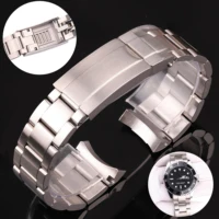 Correa de reloj de acero inoxidable 904L de 20mm, correa de pulsera sólida con extremo curvado y cierre de bloqueo deslizante para caja de reloj de 40mm y 41mm