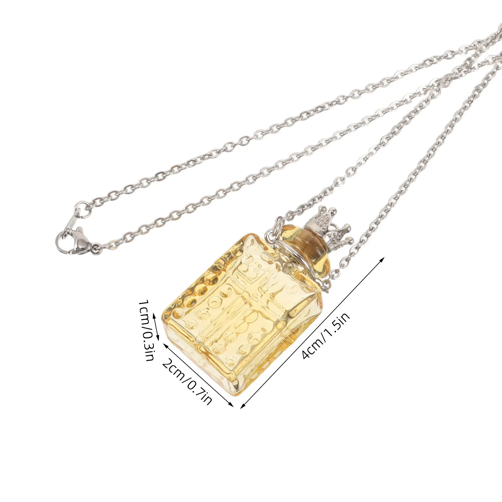 Glass Perfume Bottle Necklace Amber Color Essential Oil Diffuser Bottle Openable Cap Adjustable Chain Portable Vial Perfume