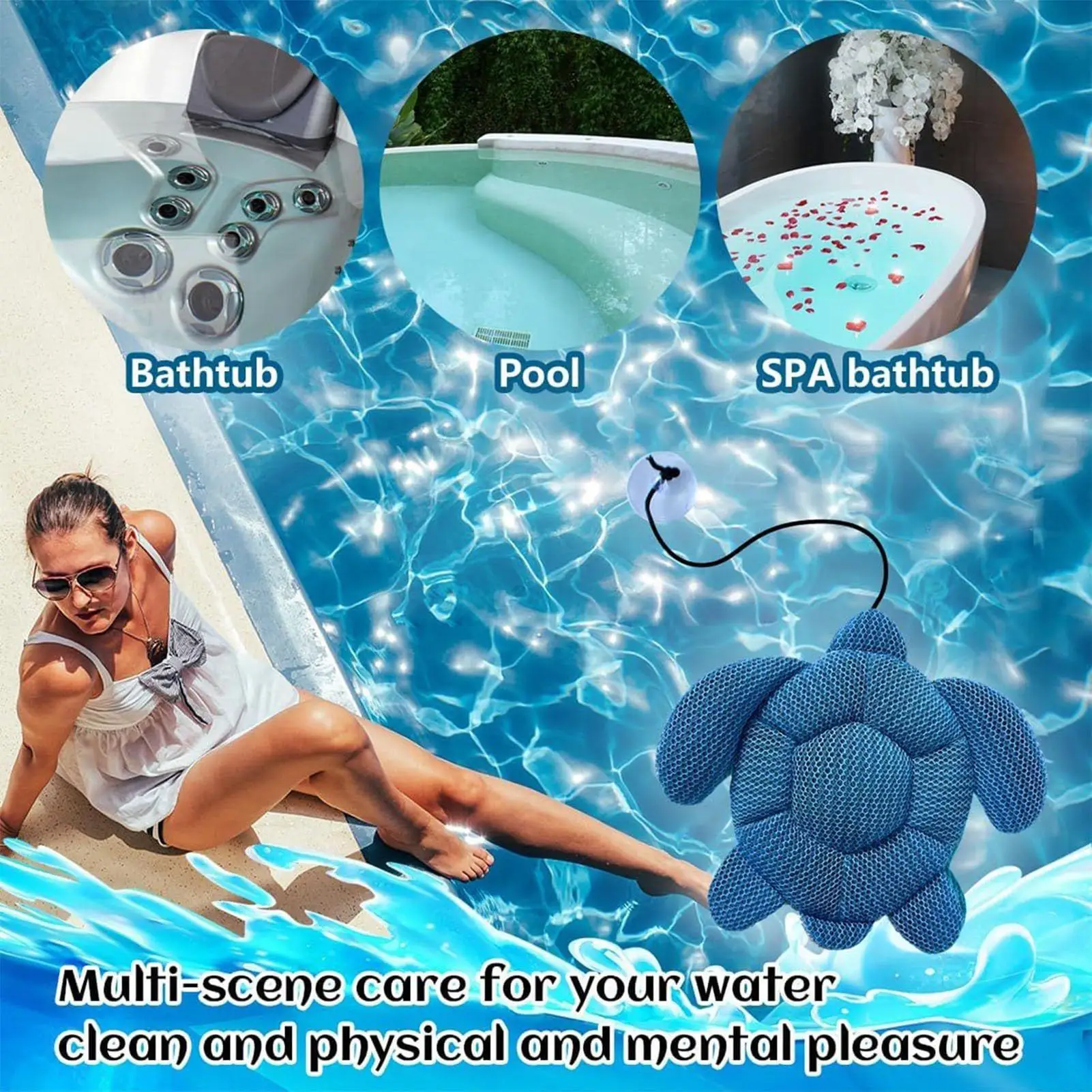 Reusable Hot Tub Scum Absorber turtle 3D Honeycomb Mesh Oil Absorbing Sponges for Scum Floating Washable Filter Bathtub Accessor