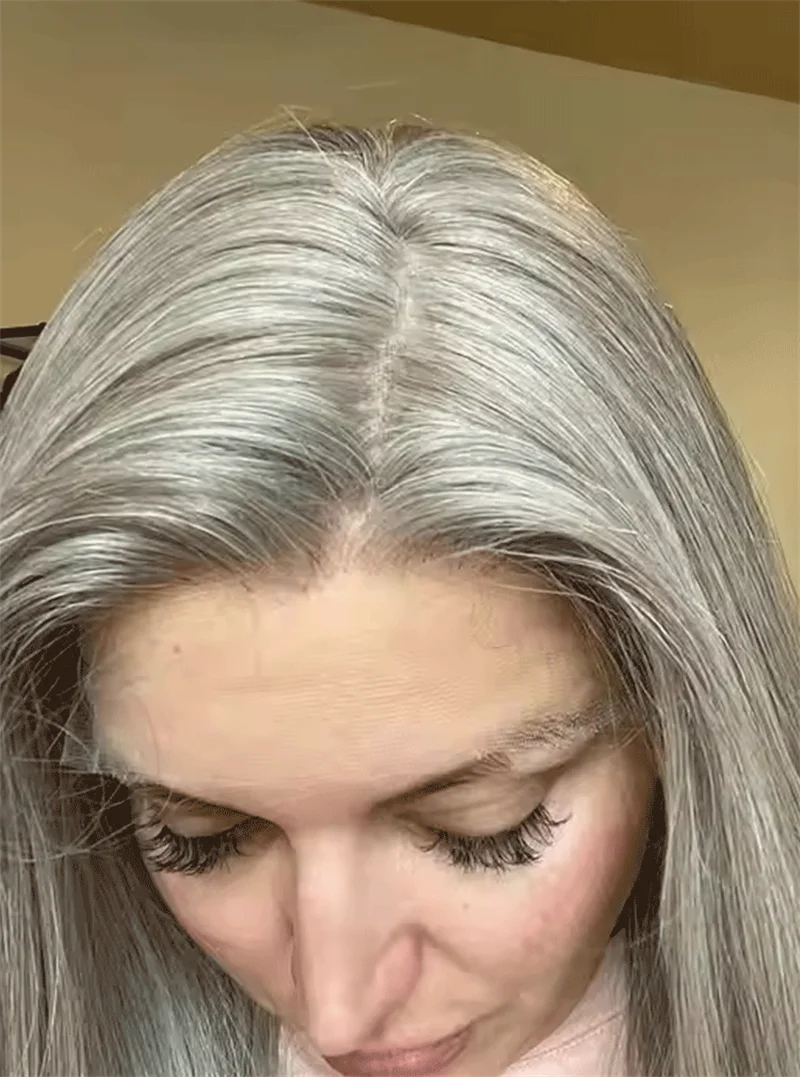 13×4 Platinum Layered Wig Lace Front Straight Highlights Synthetic Side Part Natural Heat Resistant Wig For Women Wig Daily Wear
