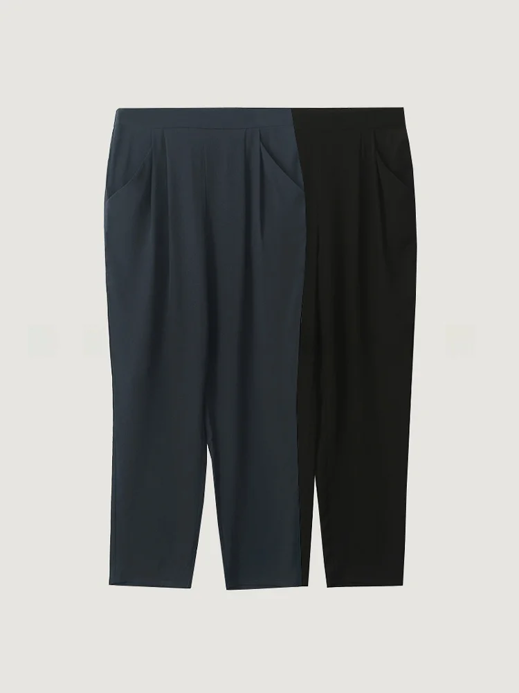 

Silk Harem Pants Women's 00 Silk Thin Nine Points Summer Casual Pants Versatile Loose Fit l Waist Elastic