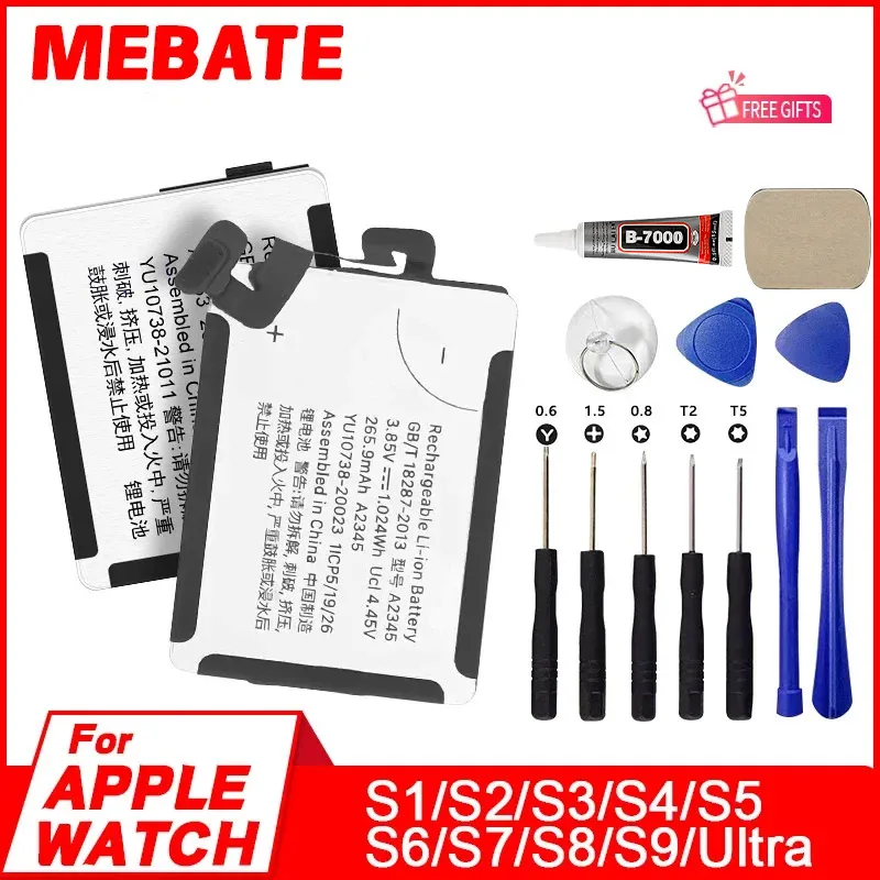 

A2345 A2663 A1875 A1760 A2810 A2749 A2956 A2815 Аккумулятор для Apple Watch Series 1 2 3 4 5 6 7 8 9 SE2 Ultra/Ultra2 40/41/45/49 мм