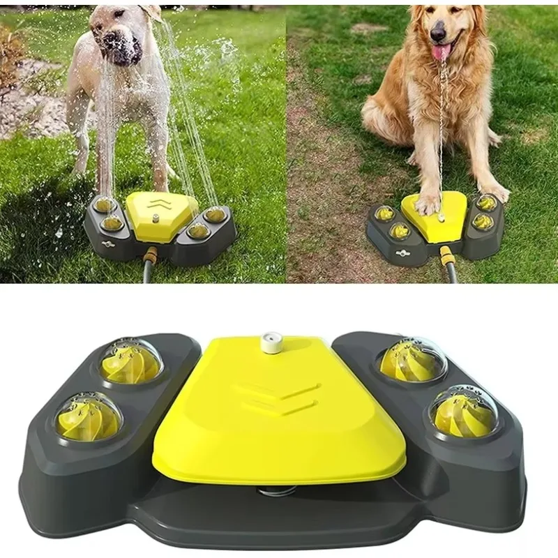 

Dog Sprinkler Outdoor Canine Water Fountain Easy Paw Activated 2 Aqua Outlet Modes Hose Dispenser for Big and Small Dogs