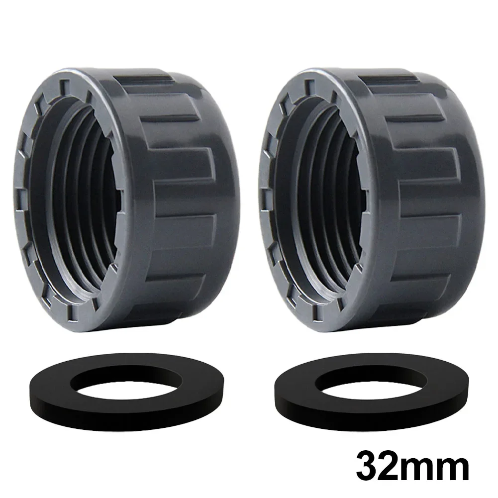 2pcs PVC Threaded Cap Round Female Thread Hose Connector With Rubber Seals Kit 20mm/25mm/32mm Pipe Ends Blanking Plug
