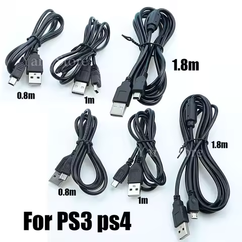 1PC For PS3 ps4 Controller USB Charge Cable for Sony Playstation 3 Wireless Game Console Controller Charging Cord 0.8/1/1.8m