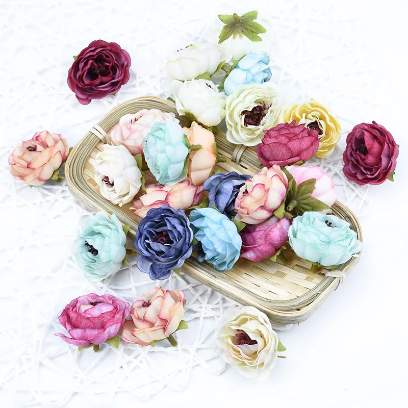 4Cm Silk Peonies Heads Wall Fake Roses Plantsfor Wedding festival Home Decor Diy Gift Candy Box Valentine's Day for Decoration