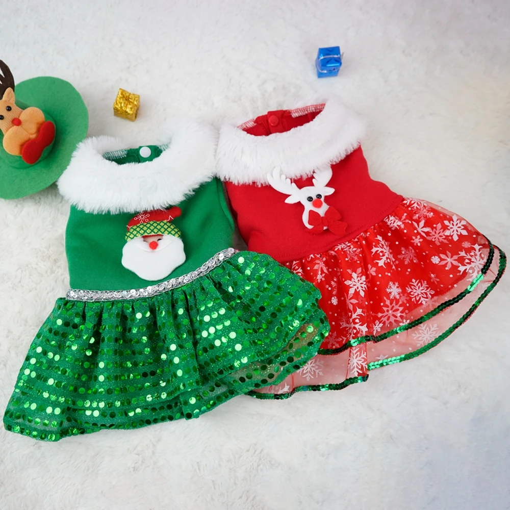 Tulle Dog Dresses Strap Autumn Winter Christmas Dog Clothing Skirt Cat Pet Clothing Cosplay Christmas Pet Clothes for Small Dog