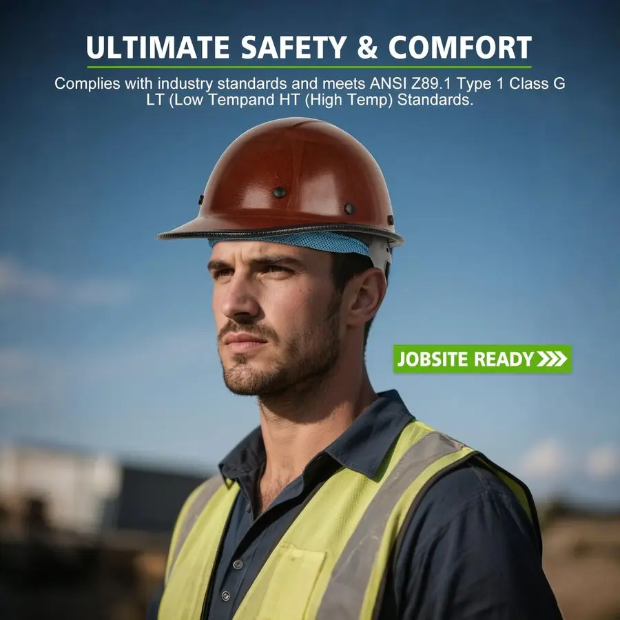 Fiberglass Full Brim Hard Hat OSHA amp ANSI Rated Fiber Hardhat for Men with Brim Guard