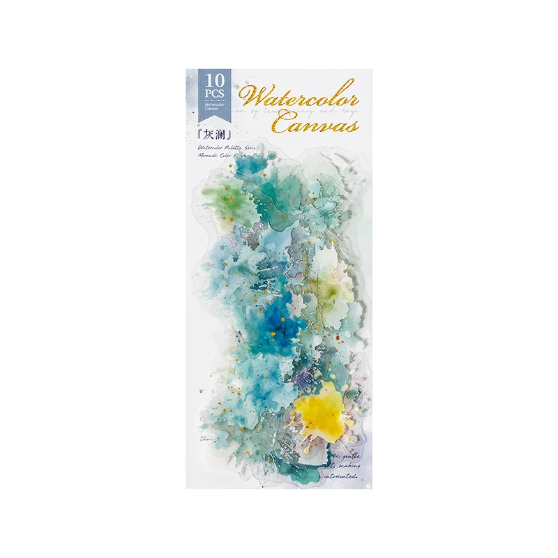 Card Lover 10 Pcs [Watercolor Canvas Series] Hot Stamping And Dyeing Account  PET Sticker Scrapbooking Material Scrapbook Kit