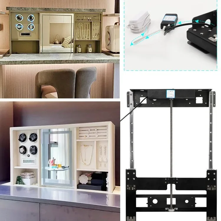 Back lift bathroom lift cabinet hidden upper and lower vertical track hardware accessories