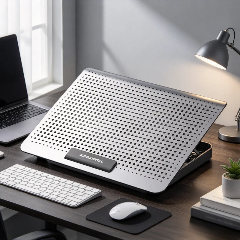 Laptop Cooling Stand with Adjustable Fan Speed Dual USB Ports and Quiet Airflow Notebook Riser for Everyday Gaming or Office Use