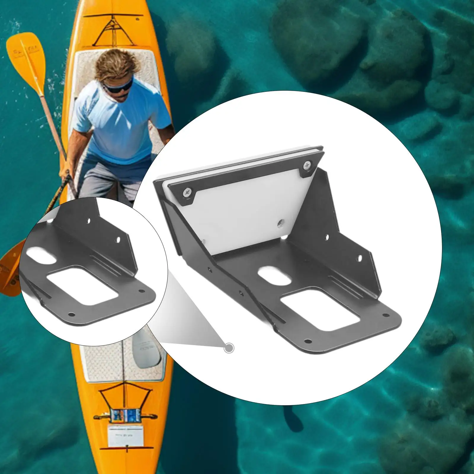 Soporte de montaje de Motor de Kayak resistente, accesorio de Motor de curricán de popa de aluminio negro para ruedas de Kayak y configuración de estabilizadores