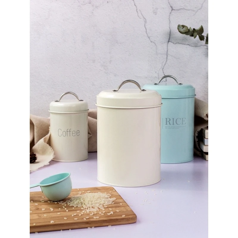 Nordic Style Household Storage, Kitchen Tableware Bucket, Rice Bucket, Coffee Snack Jar, Moisture-proof and Rust-proof