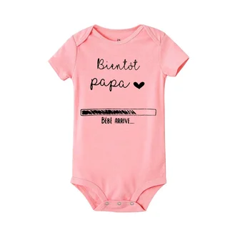 Papa bébé arrive bientôt bébé barboteuse annonce enceinte nouveau-né enfant en bas âge combinaison vêtements d'été présente des cadeaux de douche pour bébé 5