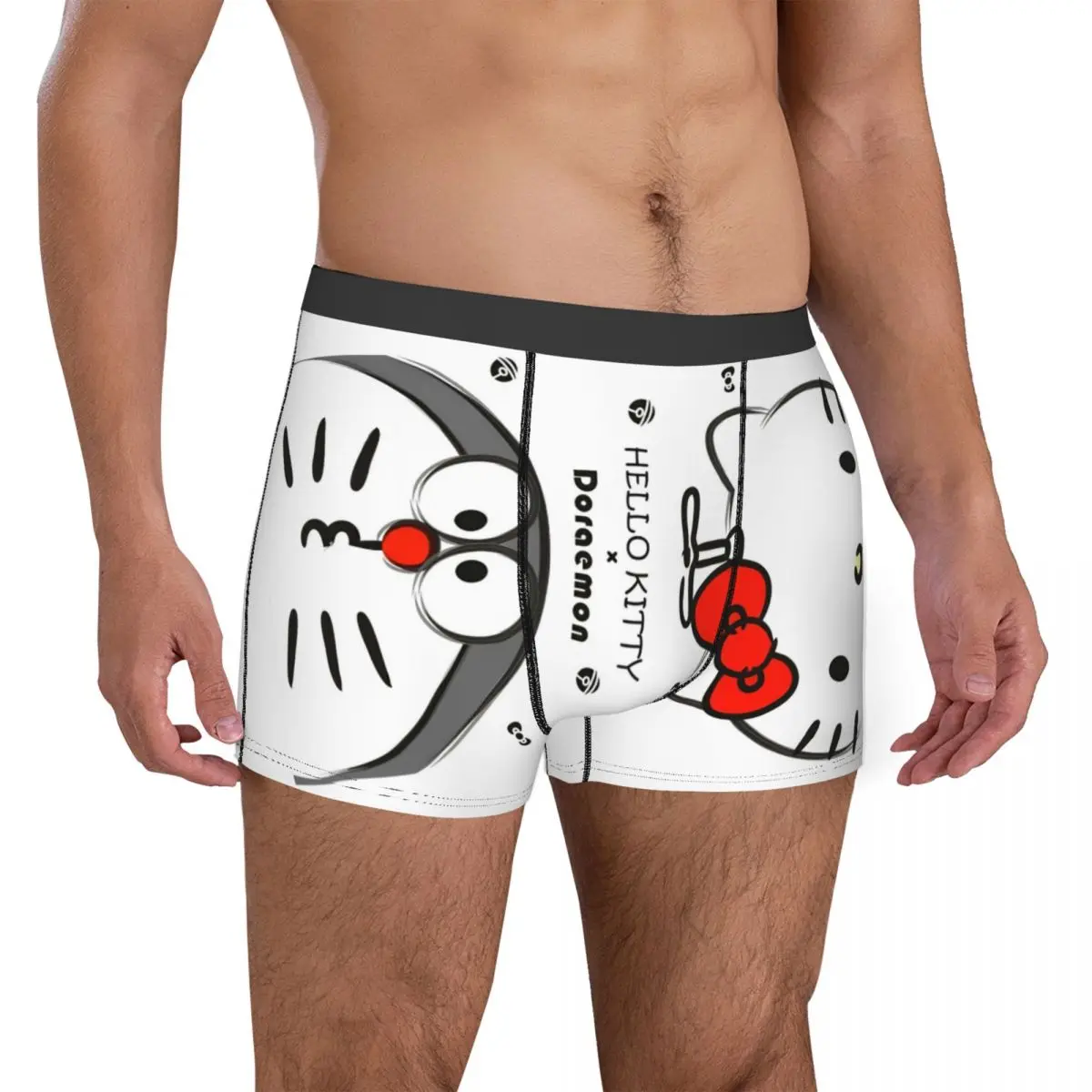 Men Kawaii Doraemon Hello Kitty Cartoon Boxers Shorts Novelty Japanese Anime Underwear Printed Novelty Shorts Boxer Briefs