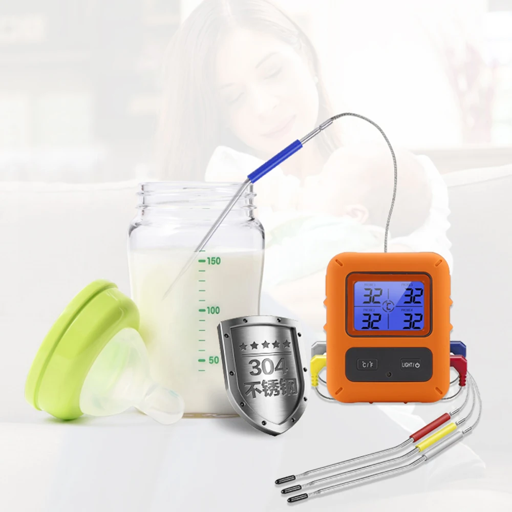 

New Wireless Digital Meat Thermometer With Probe And Meat Injector Remote Range Cooking Food Waterproof Thermometer