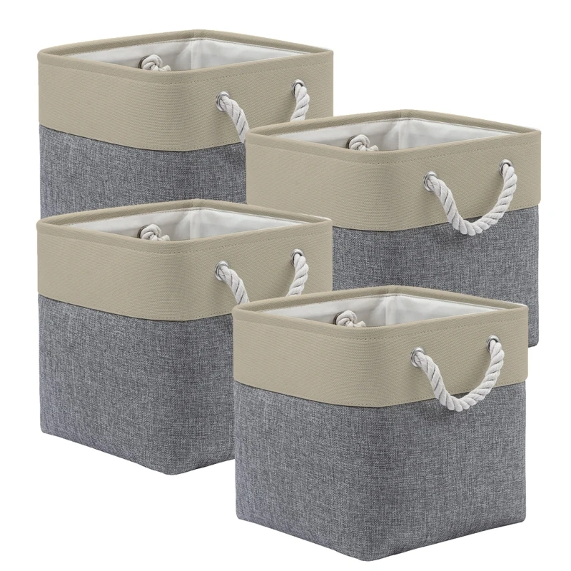 4 Pieces Fabric Storage Cubes Stylish and Practical Baskets with Rope Handles