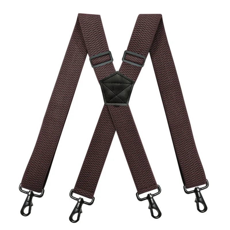 Office Worker Married Adult, Male 4 Shoulder Straps 3.8CM X-shaped Corn-patterned Elastic Hanging Belt Black Hook Buckle