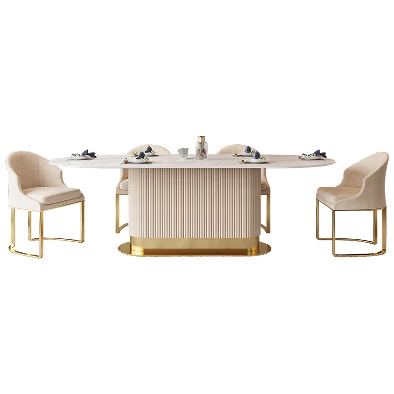 

Modern Internet celebrity light luxury, simple, marble dining table, rectangular eating table