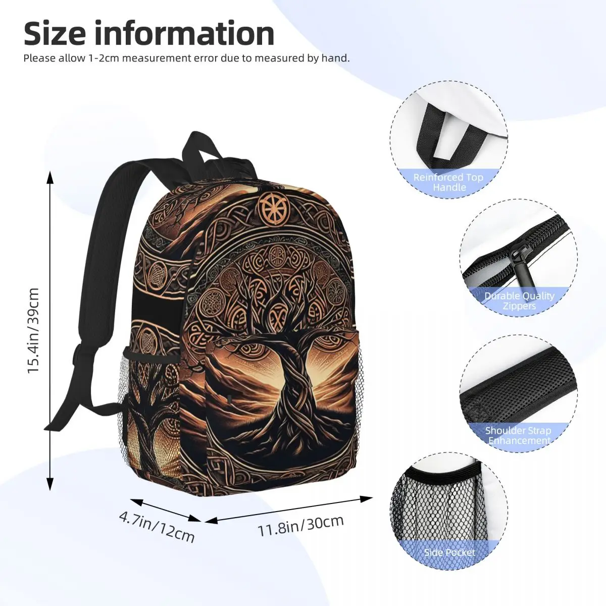 Mochilas celta "árbol de la vida", mochila para adolescentes, mochilas escolares de moda para estudiantes, mochila de viaje, bolso de hombro de gran capacidad