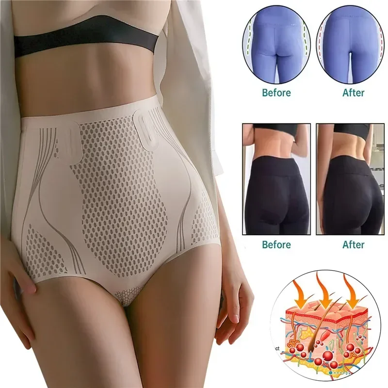 Women\'s Seamless Ice Silk Ion Fiber Underwear Panties Quality Antibacterial Woman High Waist Soft Silk Panty Underpants
