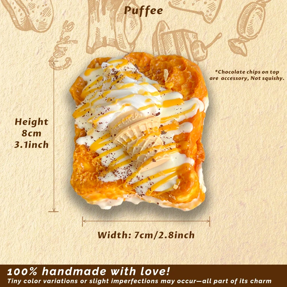 Ice Cream Toast Food-grade Silicone Taba Squishy, Handmade Creamy Soft Stress Relief Squeeze Toy, Christmas Easter Gift