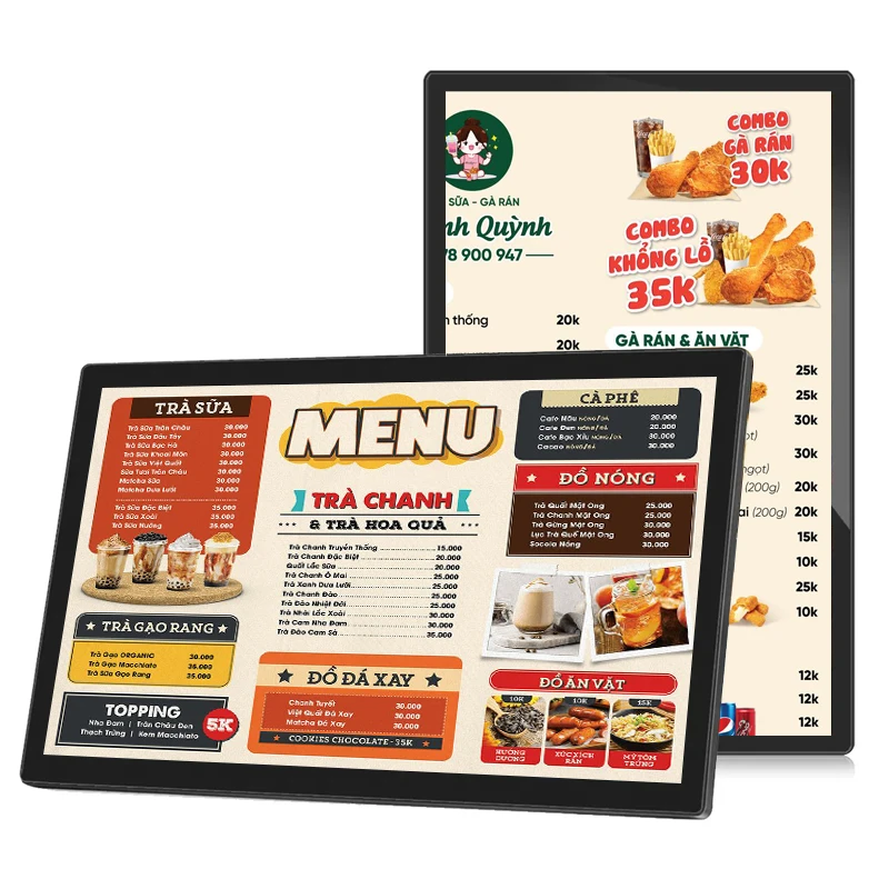 شاشة LCD صغيرة لسطح المكتب مقاس 23.8 بوصة لللافتات الرقمية وتخصيص قائمة الإعلان التي تعمل بنظام Android لمحلات المقهى #1