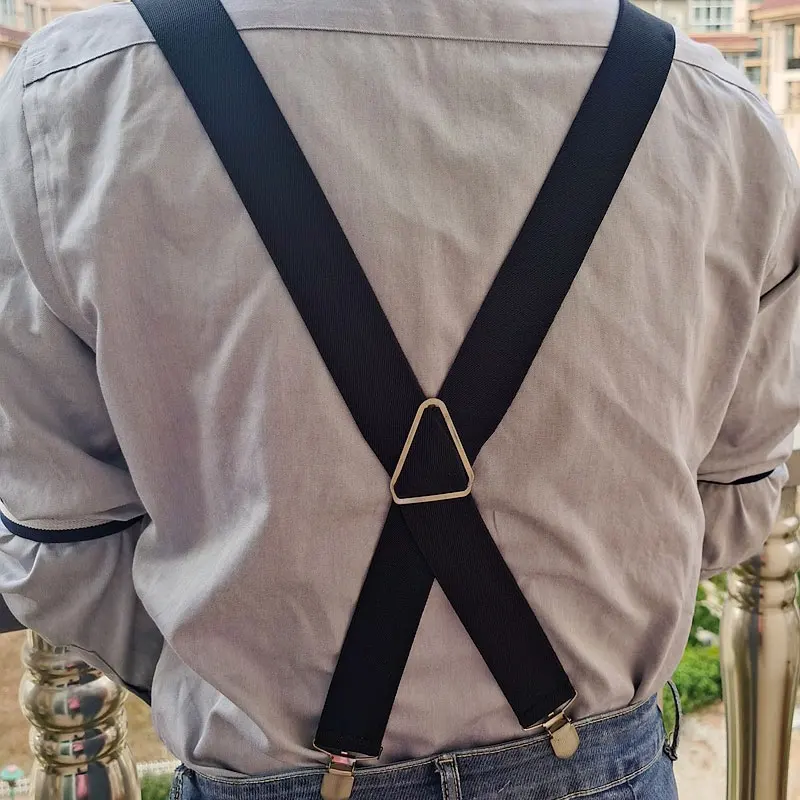 حمالات رجالية بمشبك قوي قابل للتعديل على شكل X من الخلف، حمالات فستان سهرة للعمل الجينز