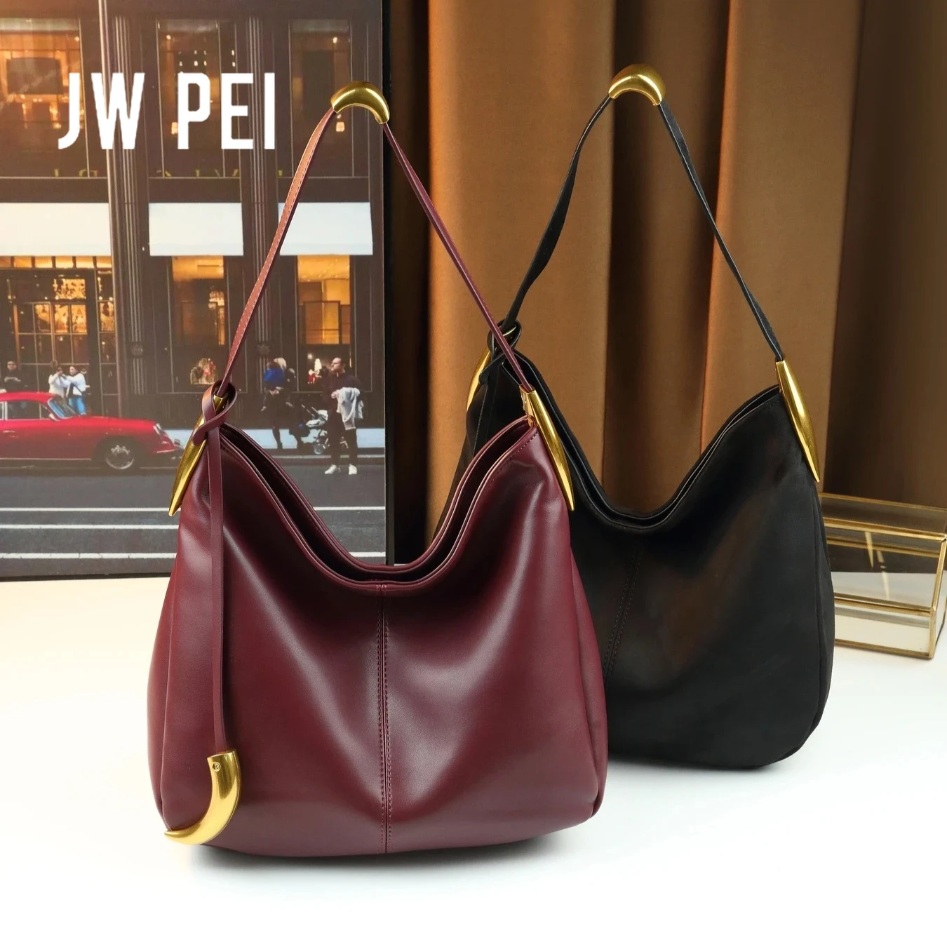 

JW PEI New Vintage Leather Tote Bag for Women - Premium Mom Bag with Large Capacity Shoulder/Crossbody Style Bag