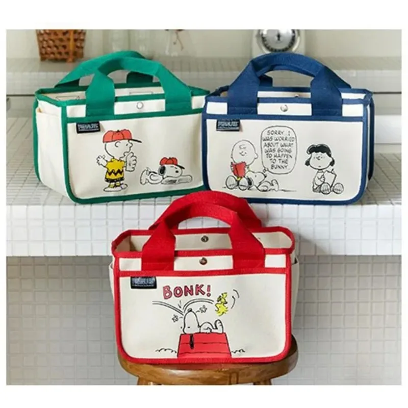 Disney Series Cartoon Printed High-Capacity Lunch Bag Fashionable Thousand Layer Bag Snoopy Student Lunch Box Cute Shoulder Bag