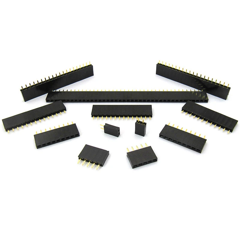 100Pcs/lot 2.54mm Pitch 2/3/4/5/6/7/8/9/10/12/20/40 Pin Female Single Row Straight Header Strip Connector For PCB