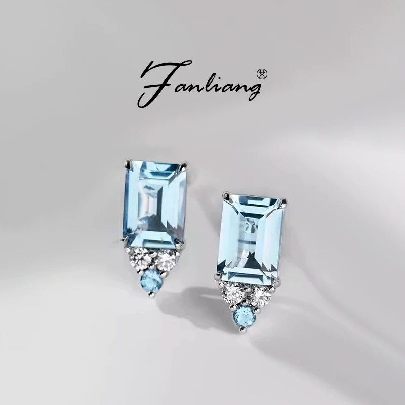 Pendientes de Plata Pura con Topacio Azul Marino Natural de Santa María, Joyería de Moda para Mujer, Topacio de 18 Quilates, ...