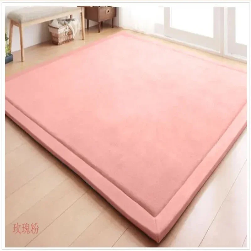 Soft Coral Velvet Carpet for Living Room Solid Color Home Child Baby Non-slip Floor Mat Fleece Mattress Bedroom Tatami Area Rug
