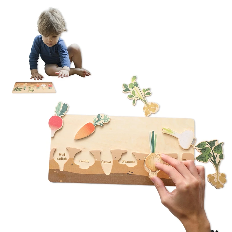 Baby Wooden Puzzle Montessori Puzzle Vegetable Matching Toys  Educational Toys Babies Learn Cognitive Toys  Cognition Wood Board