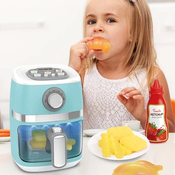 에어 프라이어 키즈 주방 플레이세트 액세서리, 요리사 요리 바베큐 게임 놀이, 조명, 소리 