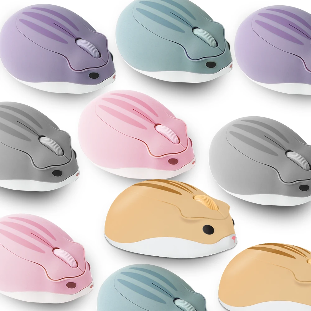 Cute Cartoon Wireless Mouse Pink Hamster Design 3D Mouse USB Optical Computer Mause Mini Ergonomic Gaming Mice For Laptop Gamer