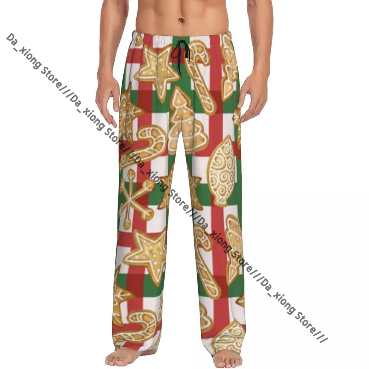 

Men Sleep Bottoms Male Lounge Trousers Men's Christmas Gingerbread Pattern Pajama Pants