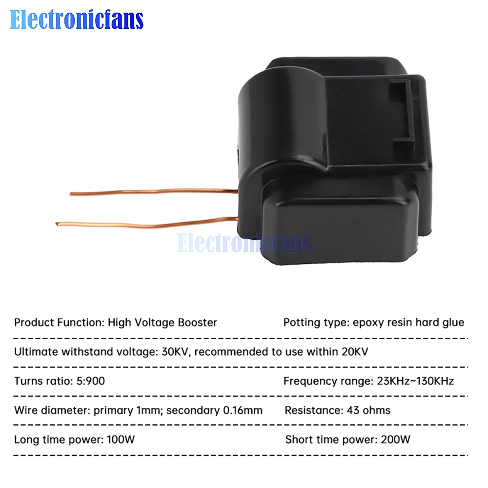 20KV High-power High-voltage Package High-frequency Transformer Ignition Coil Ozone Generator Oil Fume Purification Negative Ion