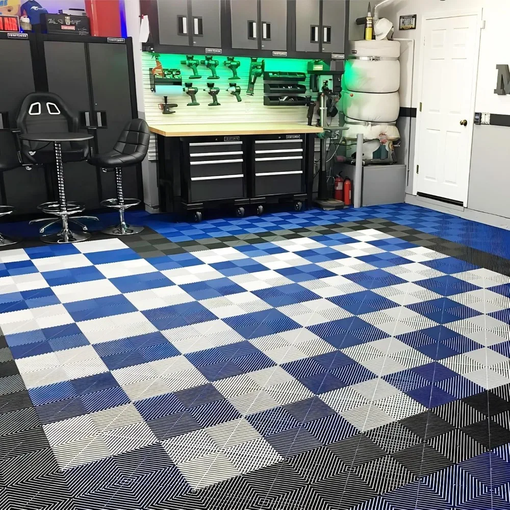 Non-Slip Interlocking Plastic Garage Floor Tiles - 50 Pieces, 15.7x15.7, Garage Flooring Mat for Organization and Storage