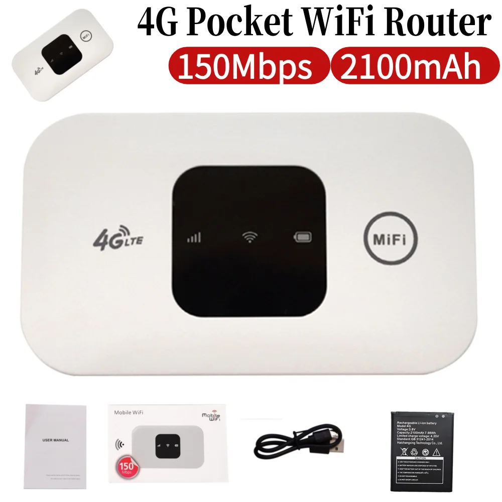 

4G LTE Mobile WiFi Router 3000mAh 150Mbps Portable WiFi Hotspot Support 8 To 10 Users with SIM Card Slot Pocket Mobile Hotspot